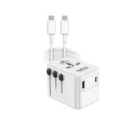 Karma Adattatore da viaggio – 2 USB con cavetto USB C – Australia, Europa, Regno Unito