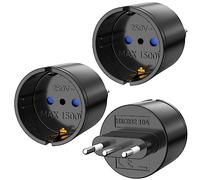 Adattatore da viaggio, 3 Pack DE a IT adattatore spina da viaggio 2 pin Europa a 3 pin Italia spina tipo L adattatore Schuko EU to Italia Cile Nero