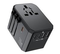 Adattatore da viaggio 70 W in tutto il mondo, adattatore con 3 USB-C, 2 USB-A e 1 presa AC, spina da viaggio per Germania, USA Regno Unito, Francia, Spagna, Giappone, Thailandia Italia da oltre 200