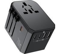 Adattatore Da Viaggio 70 W in Tutto Il Mondo, Adattatore Con 3 USB-C, 2 USB-A E