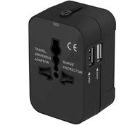 Adattatore da Viaggio, Amoner Adattatore da Viaggio Universale con 2 Porte Caricabatterie USB Adatto per più di 180 paesi (Nero)
