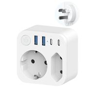 Adattatore da viaggio Australia Germania spina con 4 USB (2 tipo C), 2 adattatori da viaggio Nuova Zelanda, spina da viaggio adattatore Schuko a tipo I per Nuova Zelanda Australia Cina Argentina