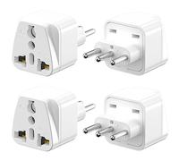 Adattatore da viaggio, confezione da 4 connettori da viaggio universali su IT, spina da viaggio, adattatore da 2 pin Europa a 3 pin, spina italiana tipo L, adattatore Schuko EU su Italia Cile, bianco