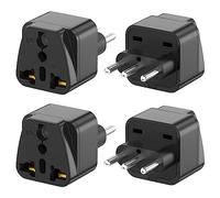 Adattatore da viaggio, confezione da 4 connettori da viaggio universali su IT, spina da viaggio, adattatore da 2 pin Europa a 3 pin, spina italiana tipo L, adattatore Schuko EU su Italia Cile, nero