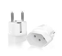 Adattatore da viaggio da 2 pezzi Svizzera a EU spina da viaggio, tipo J a Schuko, adattatore da 3 pin Svizzera a 2 pin DE/FR/IT/ES (bianco)