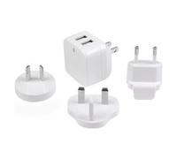 Adattatore da viaggio Doppia Porta Usb USA, Regno Unito, Europa, Asia White 110-240V USB2PACWH