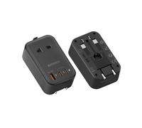 Adattatore da viaggio in tutto il mondo, adattatore per presa elettrica con USB C (PD 20W), adattatore da viaggio per JAP/OFF/USA/EU/UK (nero)