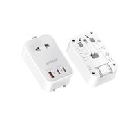 Adattatore da viaggio in tutto il mondo, adattatore per presa elettrica con USB C (PD 20W), adattatore da viaggio per JAP/AUS/USA/EU/UK (bianco)