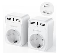 Adattatore da viaggio India adattatore Germania spina da viaggio adattatore da viaggio con 2 USB 1USB C (3A) adattatore presa tipo D per Sri Lanka (parte), India, Nepal India da parete (2 pezzi)