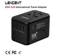 Adattatore da viaggio internazionale lancent 65W/100W GaN con adattatore di ricarica rapida GaN di tipo C 2USB 3 con spina EU AU US UK per i viaggi