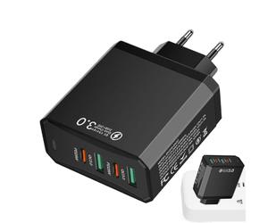 Adattatore da viaggio per Europa, 2USB+2PD, europea, 4 in 1, QC3.0, con connettori multipli, per hotel, aeroporto, crociera, vacanze europee, viaggi d'affari