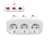 Adattatore da Viaggio per Europa,Presa Elettrica a Fori Tondi Europei | Multipresa a 3 Porte con Prolunga Caricatore per Casa Ufficio Camera da Cucina Viaggio