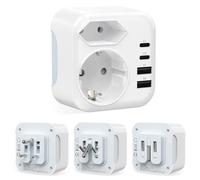 Adattatore da viaggio per Sudafrica, adattatore per presa di tipo M 2, presa sudafrica, Germania, adattatore da viaggio con 2 USB C & 2 USB A (3,4 A 17 W), bianco