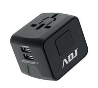 4741494 ADATTATORE UNIVERSALE TRAVEL BK US/EU/AUS/UK PLUGS 2USB PORTS