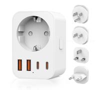 Adattatore da Viaggio, Set di Adattatori da Viaggio Internazionali con 2 USB C/2 USB A//1 AC, Presa Universale da Viaggio Tipo C/B/G/A/I/M per Stati Uniti, Europa, Inghilterra, Giappone