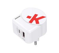 SKROSS - Euro USB Charger AC65PD con Cavo USB C - Caricatore da Muro 2 USB Power Delivery Utilizzo in Europa - 65 W - Cavo USB-C da 160cm Incluso - Tecnologia GaN