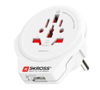 Adattatore Da Viaggio SKROSS Per Paesi - Da Mondo A Europa - Con USB Bianco