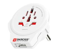 SKROSS Paese Adattatore da Viaggio - Mondo Per Europa Con USB Bianca