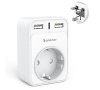 Adattatore da viaggio UE a spina UK Adattatore da viaggio UK con 2 spine USB 1USB C (3A) Adattatore tipo G per Inghilterra Irlanda Gran Bretagna Stazione di ricarica a muro