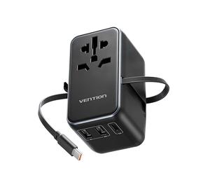 Adattatore da Viaggio Universale 3 Porte USB con Cavo USB-C Tecnologia GaN