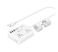 Adattatore da viaggio universale, adattatore da viaggio europeo Kakyanill, adattatore UE/UK/AU/presa, 4 prese CA, 6 porte USB (3 USB C), prolunga piatta da 1,5 m, compatto per viaggiare