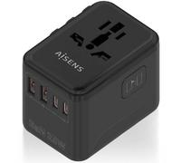 Adattatore da viaggio universale AISENS GaN 2xUSB-A QC3.0 2xUSB-C PD3.0 25W Nero
