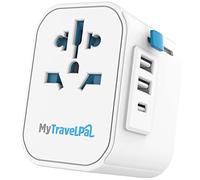 Adattatore da viaggio universale con USB-C | L'adattatore da viaggio tutto in uno più sicuro | Adattatore da viaggio universale MyTravelPal® Pro con messa a terra in tutto il mondo | Adattatore da