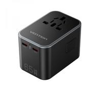 Adattatore da viaggio universale GaN 65W Vention - 3 porte USB (C+C+A 65W/65W/30W) - Nero NEW