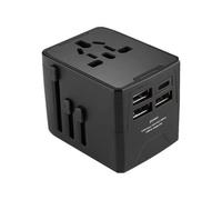 Adattatore da viaggio universale internazionale con 3 USB e 1 USB-C/Type-C (nero
