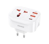 Adattatore da Viaggio Universale Multipresa Globale con Caricatore USB C e Doppia USB A Totale 3.4A Leggero Compatto Adattatore AC 4000W - Bianco