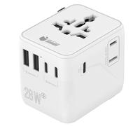 Adattatore da viaggio universale PcCom Essential 28W 3x USB-C 2x USB-A Bianco