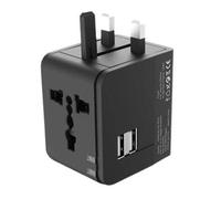 Adattatore da viaggio universale XO - Voltaggio 110 V-240 V - 2 porte USB 2,1 A - Connessioni per Regno Unito, UE, AU, Stati Un