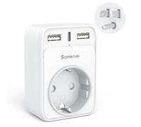 Adattatore da viaggio USA America Germania spina con 2USB 1USB C (3A), adattatore da viaggio 4 in 1, adattatore di alimentazione per USA Canada Thailandia Messico