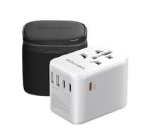 Adattatore da viaggio USB C PD 30W Ricarica Rapida, Adattatore di Presa in Tutto il Mondo Doppio Fusibili 10A Protezione contro le sovratensioni Adattatore da Viaggio Universale All-in-One - EU UK US