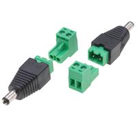 Techly 363425 Adattatore Plug DC 2.5x5.5 mm Maschio Terminal Block 2 Pin Nero