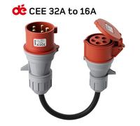 Adattatore dé CEE da 32A a 16A adattatore trifase 400V CEE maschio a femmina 5 poli ad alta corrente con classe di protezione IP44