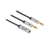 Adattatore DeLOCK per cuffie 1 femmina stereo 4 contatti a 2 maschi stereo 3 contatti 3,5 mm