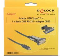 Adattatore Delock USB Type-C 1 x seriale DB9 RS-232 adattatore DB25 18 m NEW