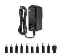 Adattatore di alimentazione 9V DC 9V 1A AC/DC Adattatore 100-240V AC Input a DC 9Volt 1Amp Alimentatore trasformatore, 10 punte