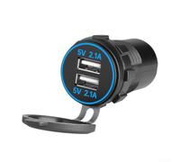 Adattatore di alimentazione con doppia porta USB da 12 V e 24 V, con interruttore on/off a risparmio energetico, adatto per ricaricare telefoni, tablet, fotocamere GPS in auto, barche e moto (blu)