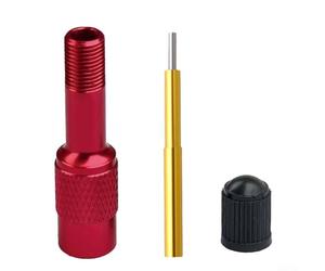 Adattatore di estensione della valvola per forcella anteriore della bicicletta, ammortizzatori e camere d'aria che supportano 45 mm di lunghezza aggiuntiva, materiale in alluminio (rosso)