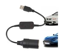 Adattatore di presa USB per accendisigari da auto, connettore femmina da 12 V a 5 V | cavo di ricarica per registratore di guida, ingresso di alimentazione con cavo, porta di ricarica per veicoli