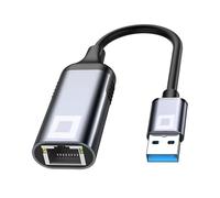 Adattatore di rete CO2 da USB a Ethernet, adattatore Gigabit RJ-45 LAN 10/100/1000 Mbps, Plug & Play, indicatori LED, chip Realtek RTL8153, alluminio, compatibile con MacBook, PC, TV Box (USB)