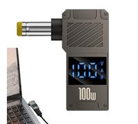 Adattatore di ricarica da 100 W PD di tipo C a CC - Punta per convertitore in lega di zinco | Interfaccia jack a barile DC con display digitale, alimentazione rapida per laptop, router, batterie e