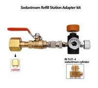 Adattatore di ricarica for serbatoio di ricarica for bombola di soda Co2, stazione di riempimento con valvola a sfera, W21.8-14 | DIN477 | CGA320Tr21-4(CGA320 250Bar)