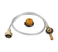 Adattatore di ricarica per bombola a gas in rame e alluminio, con valvola di riempimento a serbatoio piatto, per GPL e butano, portatile, accessorio per barbecue e barbecue, arancione e bianco, 2
