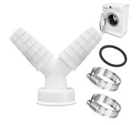 Adattatore di scarico doppio per lavatrice e lavastoviglie, distributore a Y con fascetta stringitubo Ø 20-32 mm, per tubo con raccordo di ingresso 18-24 mm e tubo di uscita da 40 mm