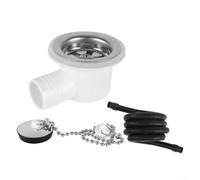 Adattatore di scarico per lavello da 2 metri con ABS a prova di perdite e connettore in acciaio inossidabile, design ad angolo retto adatto per varie installazioni di lavandini per camper e yacht