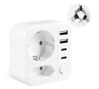 Adattatore di viaggio Australia Adattatore Cina Italia con 3 USB A + 1 USB-C, Aadattatore di viaggio per Nuova Zelanda, Argentina, Adattatore Australia