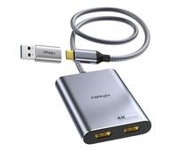 Adattatore DisplayLink USB C e USB 3.0 a Dual HDMI Splitter per Mac M1, M2, M3, macbook Air, macbook Pro